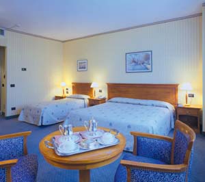 Particolare di una camera dell'Hotel Nikken  a Milano 